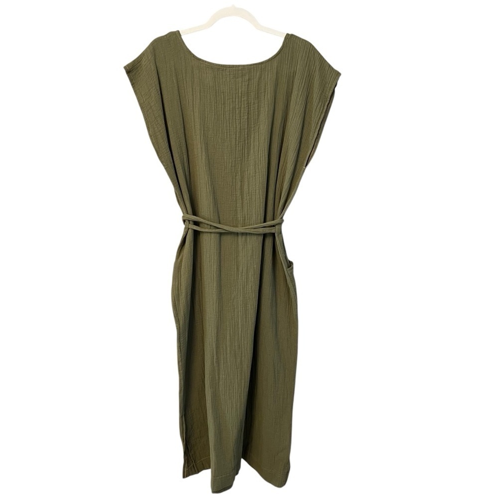 Erin Macleod Cotton Gauze Midi Dress Olive Green Medium/Large Coastal Minimalist - Picture 5 of 5